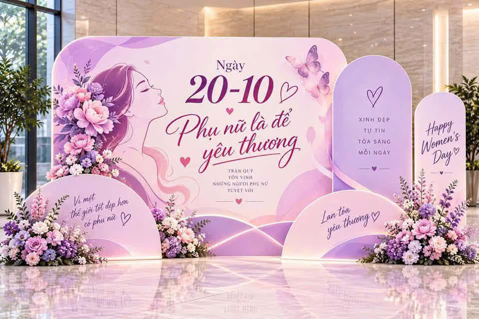 Trang trí sảnh văn phòng 20/10 tại Đống Đa